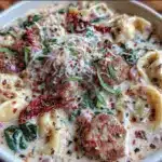 creamy one-pot tuscan sausage tortellini soup - featured image