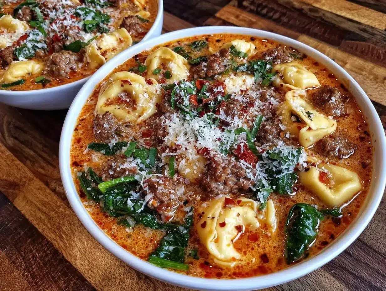 creamy one-pot tuscan sausage tortellini soup preparation steps