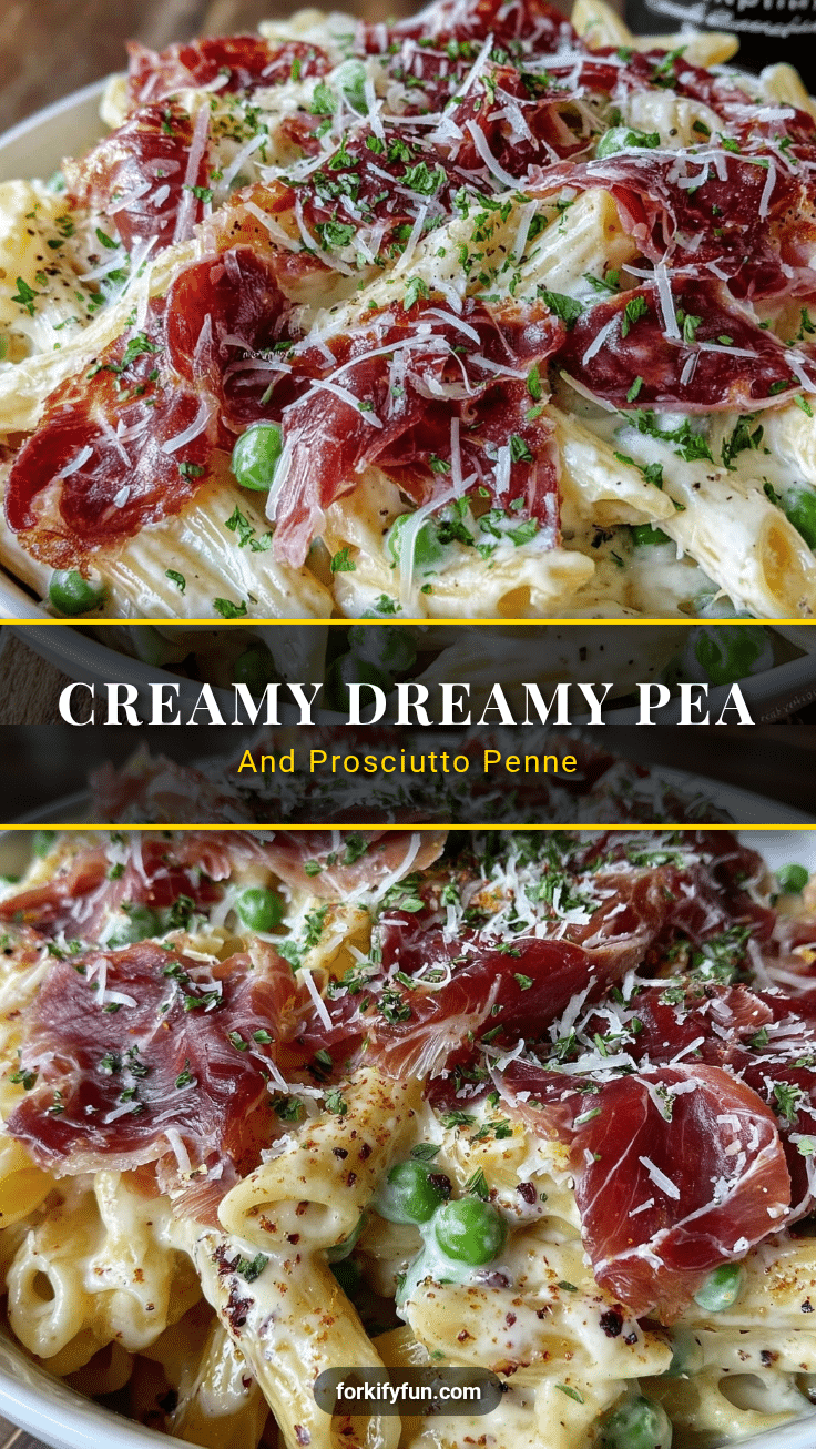 creamy pea and prosciutto penne pasta recipe