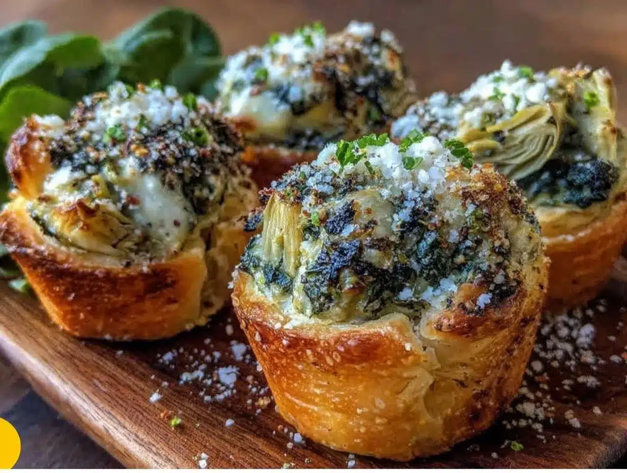 creamy spinach artichoke puff pastry cups preparation steps