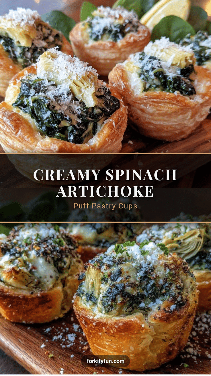 creamy spinach artichoke puff pastry cups recipe
