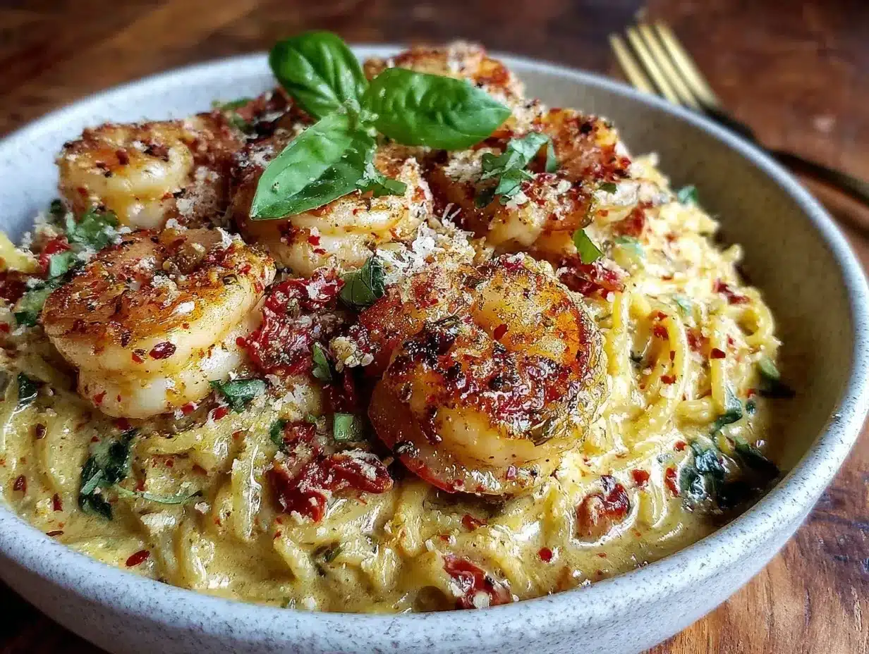 creamy tuscan shrimp pasta preparation steps