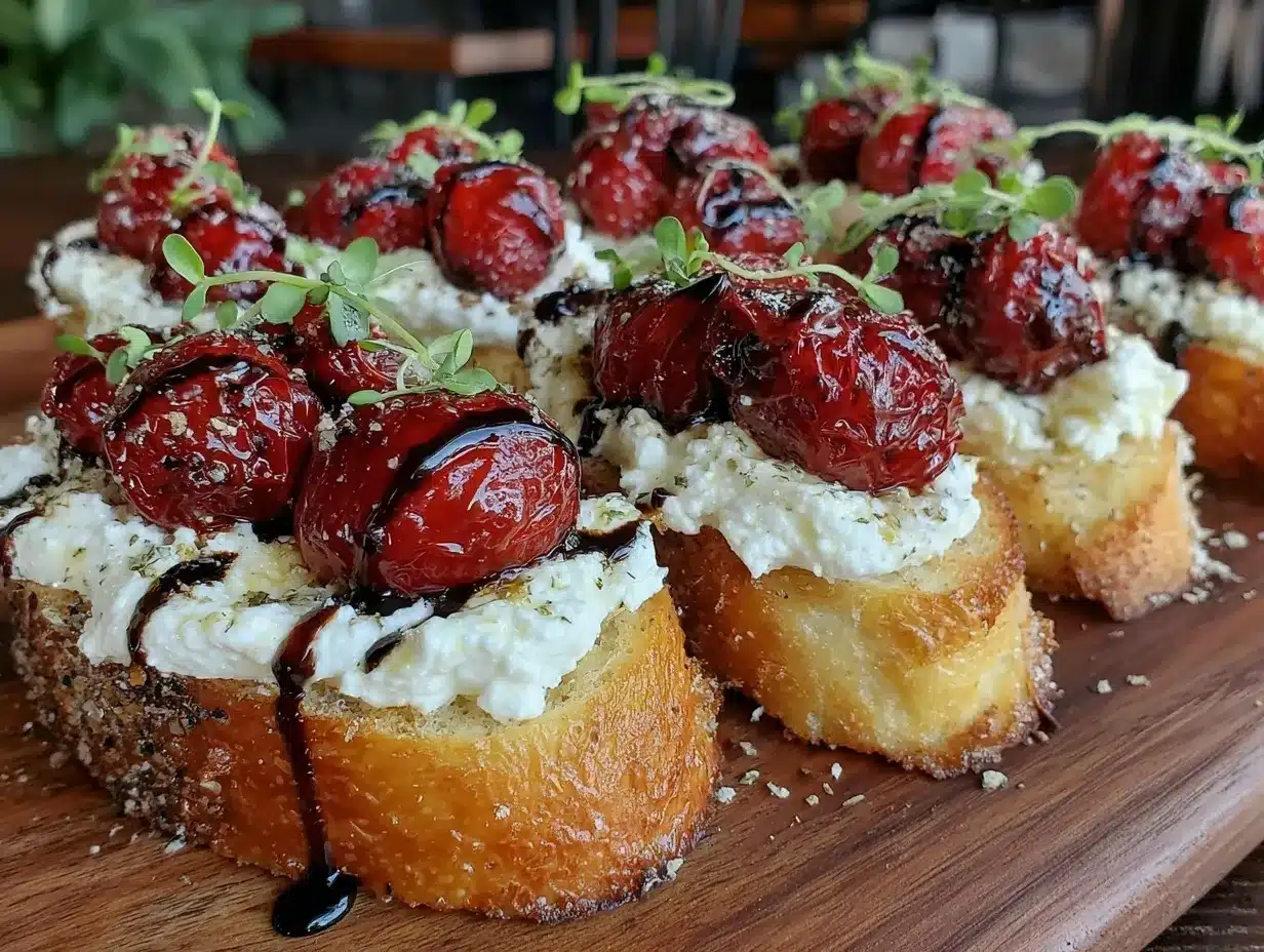 creamy whipped feta crostini preparation steps