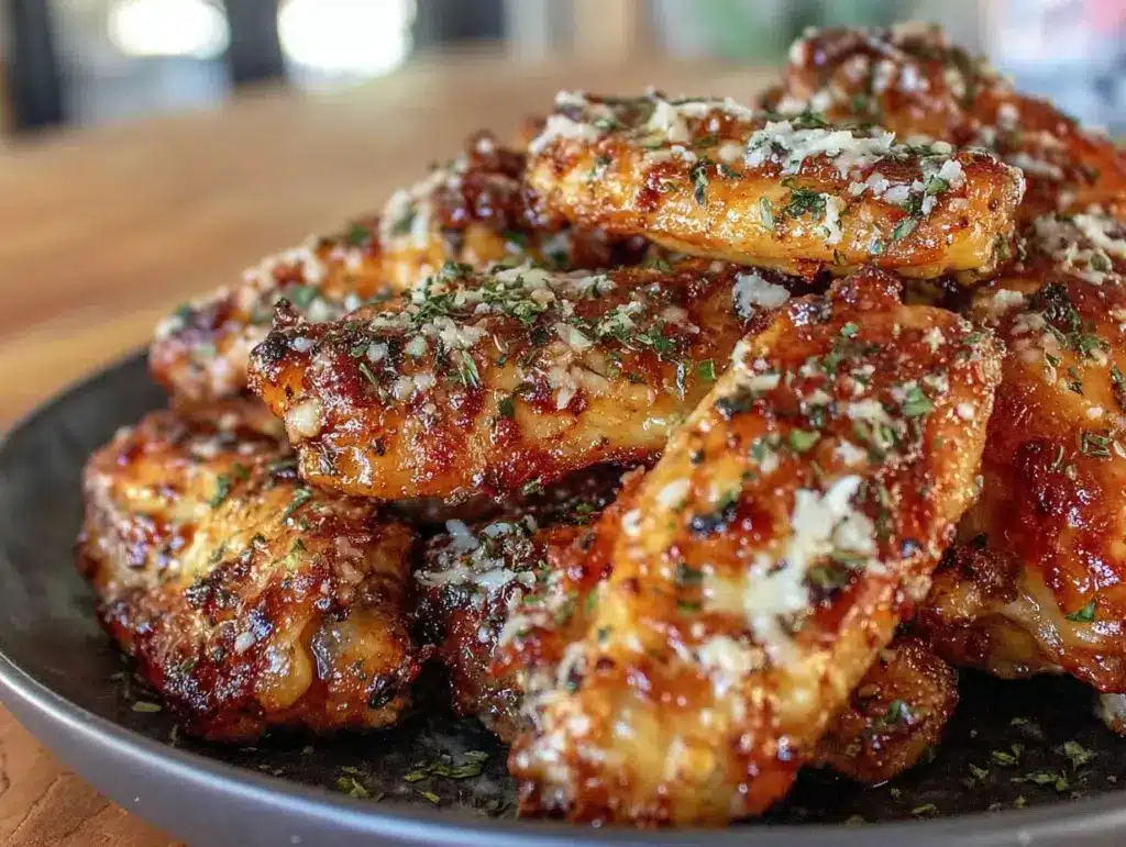 crispy air fryer garlic parmesan wings - featured image