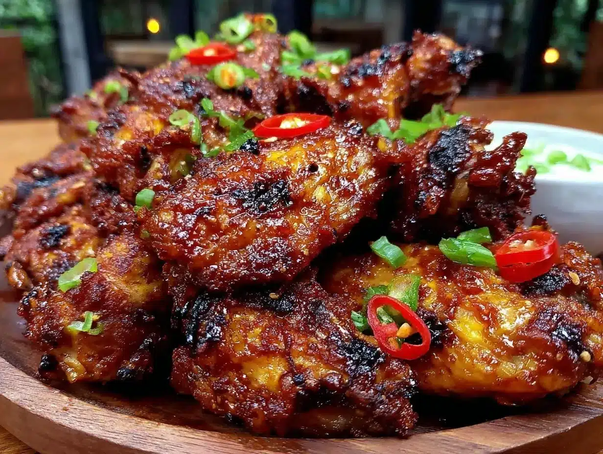 crispy grilled honey sriracha chicken wings preparation steps