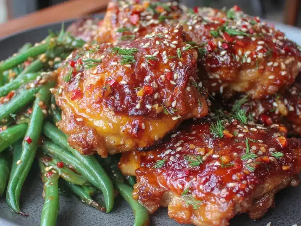 crispy honey sriracha chicken thighs - featured image