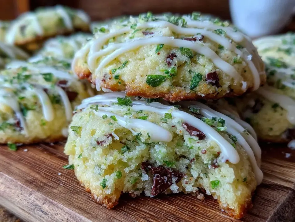 crispy mint chocolate chip shortbread cookies - featured image
