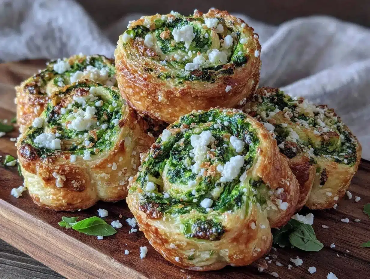 crispy shamrock spinach and feta pinwheels preparation steps