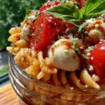 fresh caprese pasta salad jar meal prep - featured image