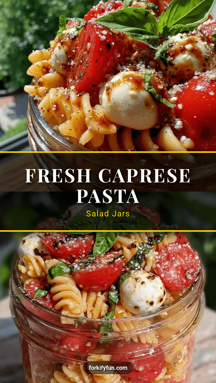 fresh caprese pasta salad jar meal prep recipe