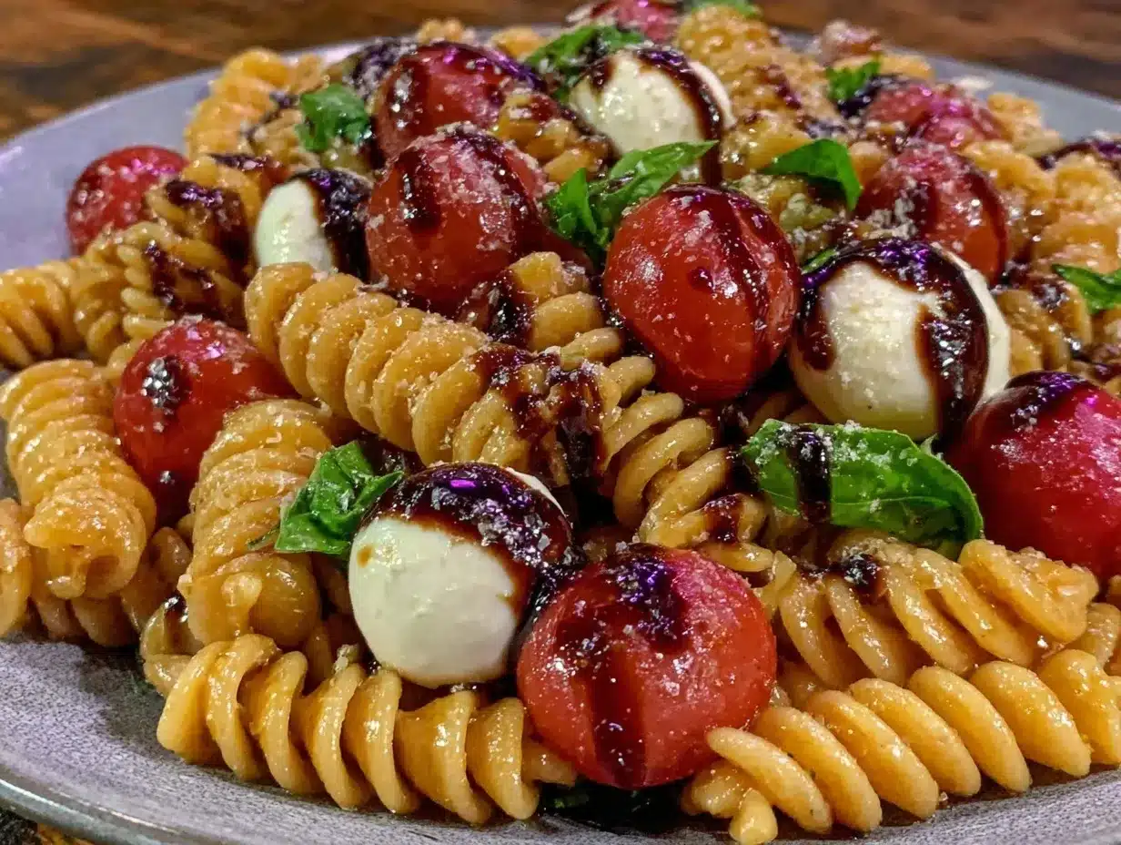 Fresh Caprese Pasta Salad preparation steps