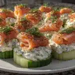 fresh smoked salmon cucumber bites - featured image
