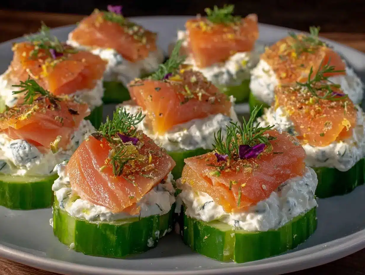 fresh smoked salmon cucumber bites preparation steps