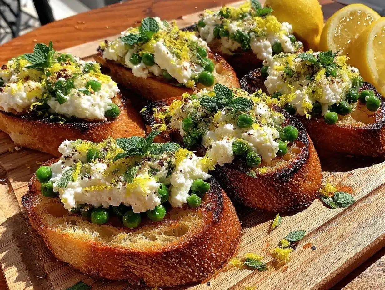 Fresh Spring Pea and Lemon Ricotta Bruschetta preparation steps