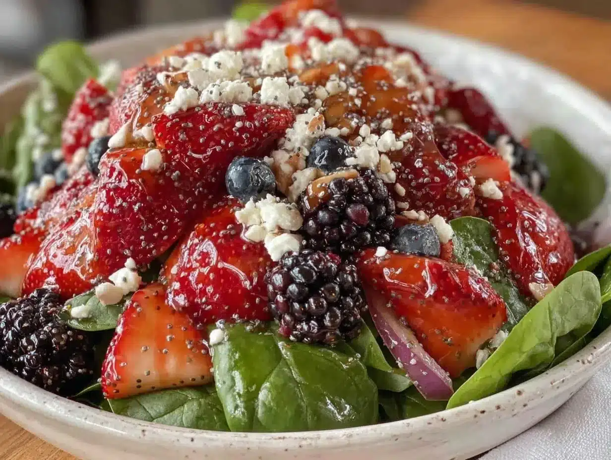 fresh summer berry spinach salad preparation steps