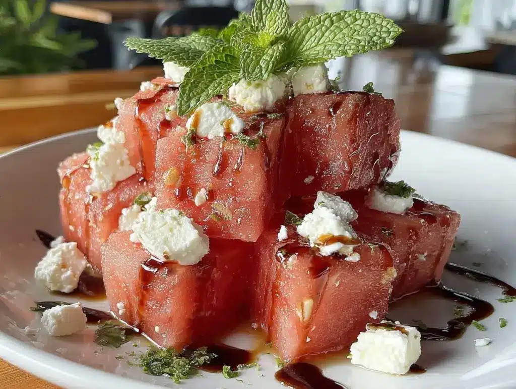 fresh watermelon feta salad - featured image
