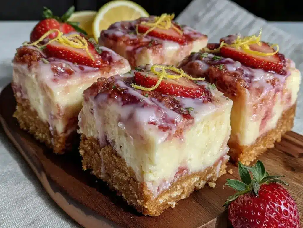 frozen strawberry lemonade cheesecake bars - featured image