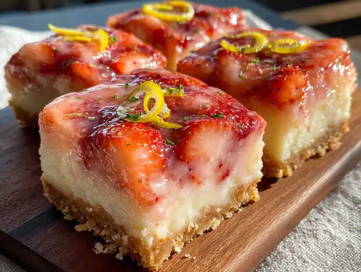 frozen strawberry lemonade cheesecake bars preparation steps