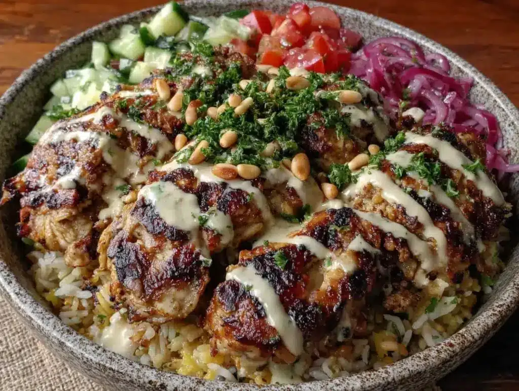grilled chicken shawarma bowls - featured image