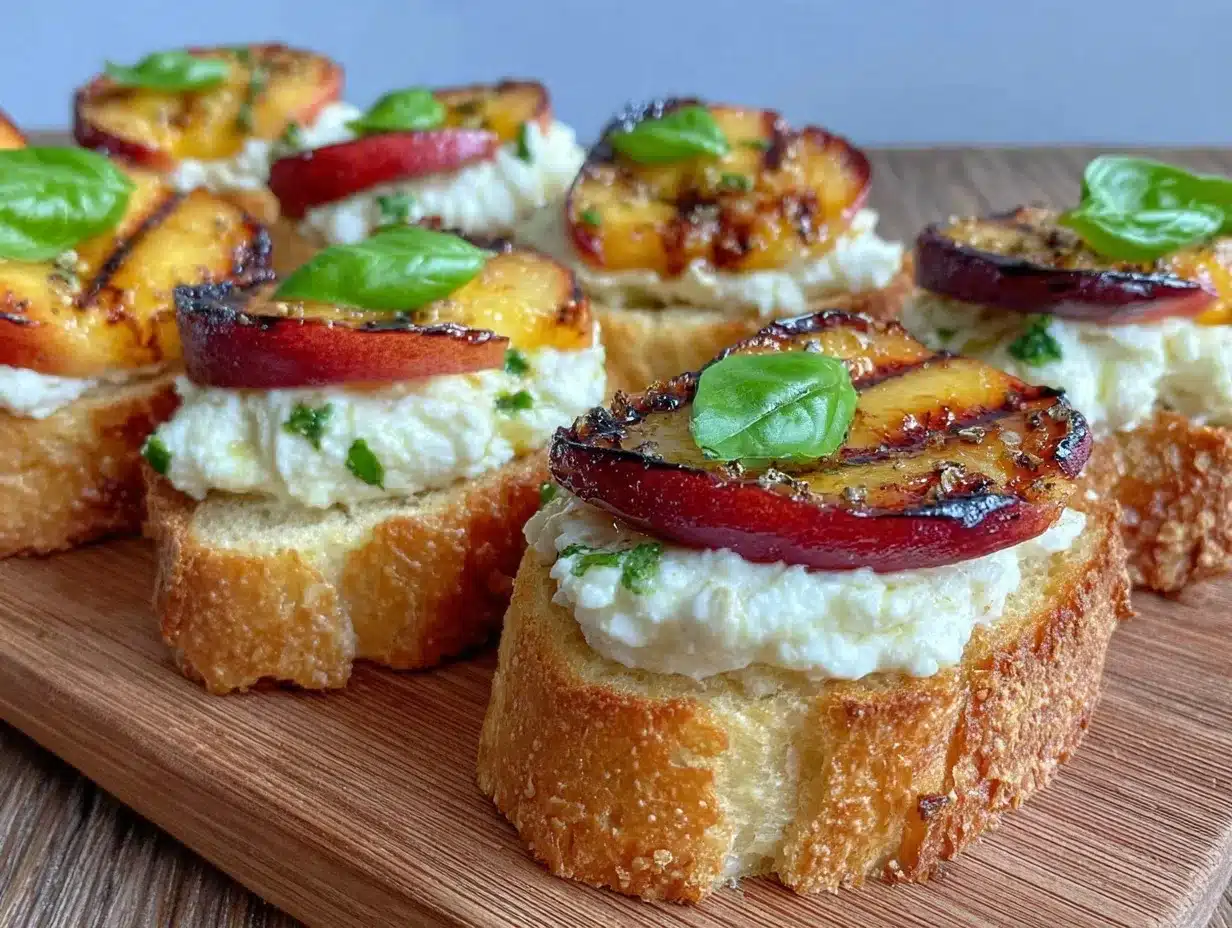 grilled peach and burrata crostini preparation steps