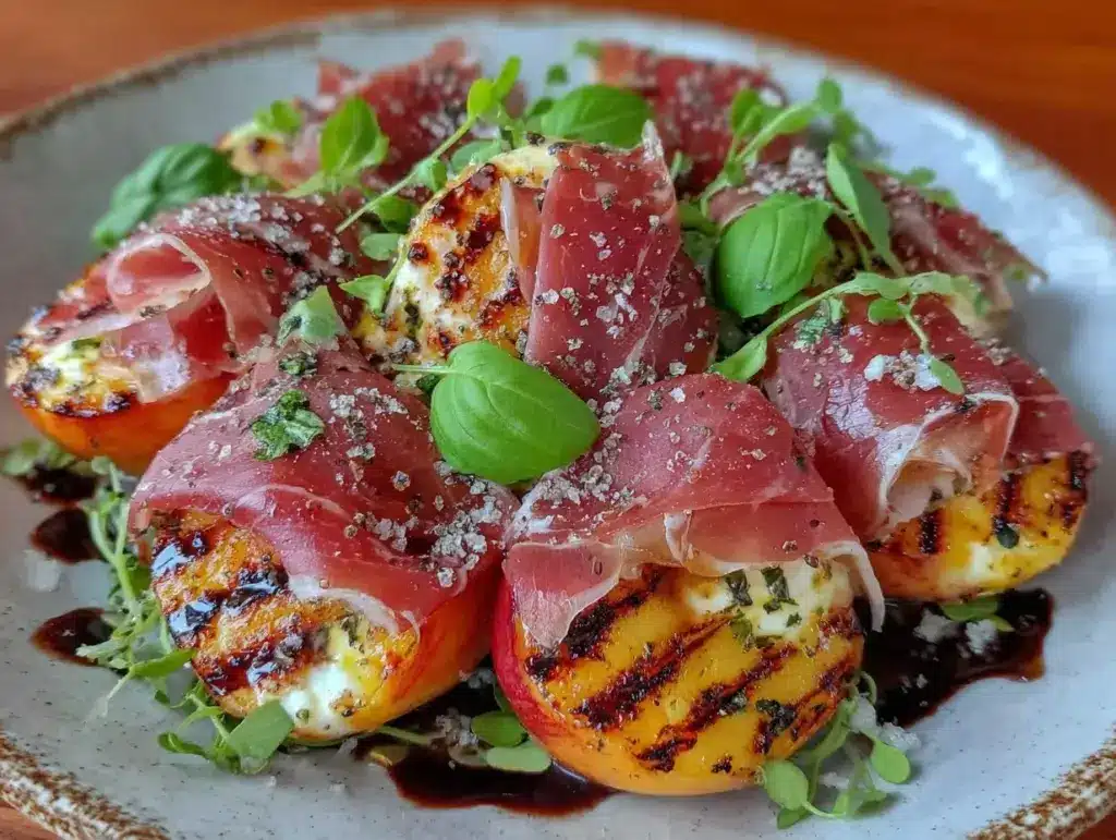 grilled peach and burrata salad - featured image