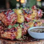 grilled pineapple teriyaki chicken skewers - featured image