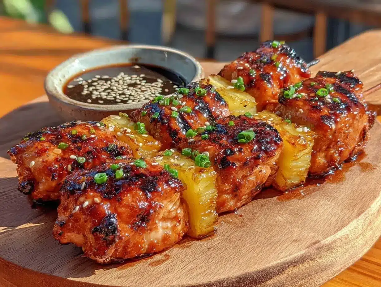 grilled pineapple teriyaki chicken skewers preparation steps