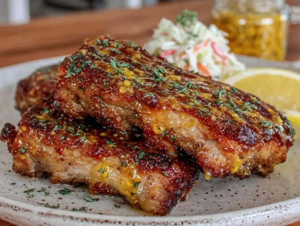 honey mustard glazed pork ribs - featured image