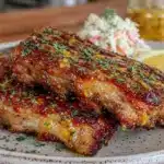 honey mustard glazed pork ribs - featured image
