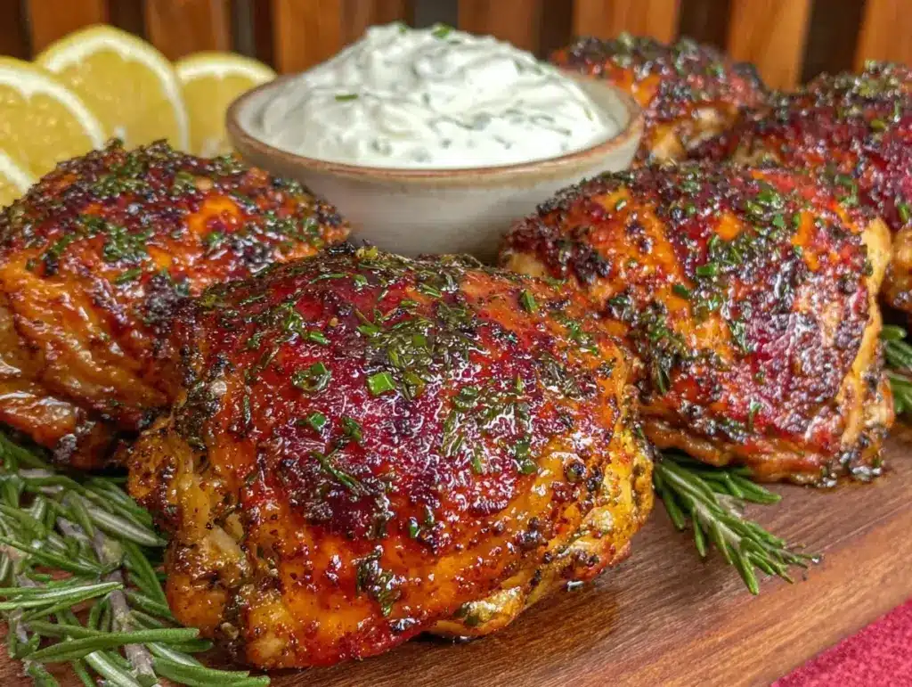 lemon herb grilled chicken thighs - featured image