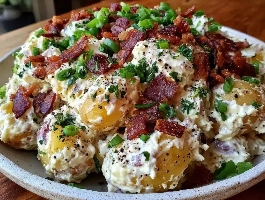 loaded bacon ranch potato salad - featured image