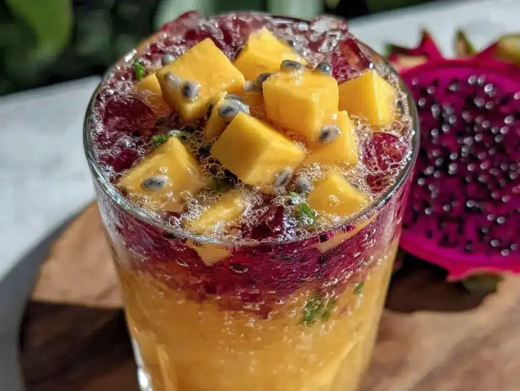 mango dragon fruit refresher smoothie - featured image