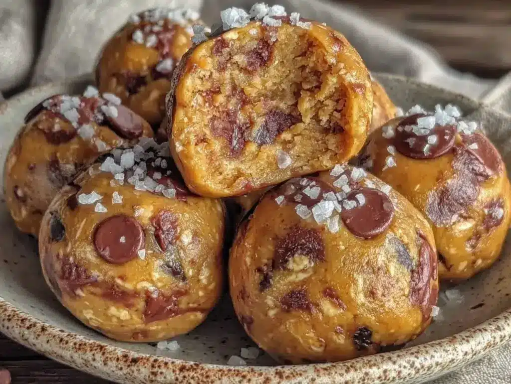 no bake peanut butter protein cookie dough balls - featured image