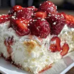 no-bake strawberry angel food cake - featured image