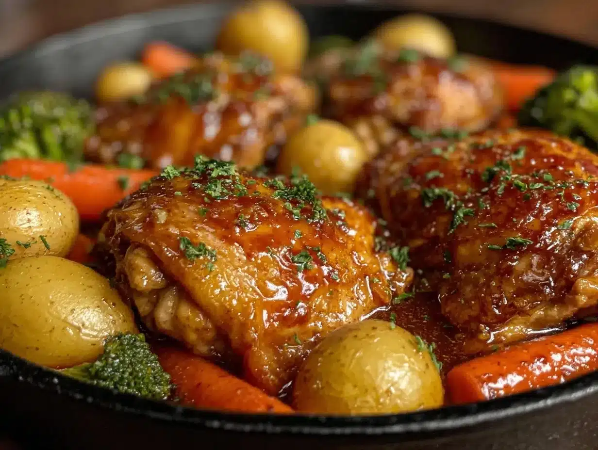 one-pan honey garlic chicken preparation steps