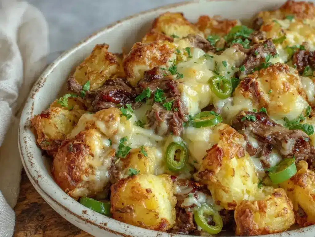 philly cheesesteak potato casserole - featured image