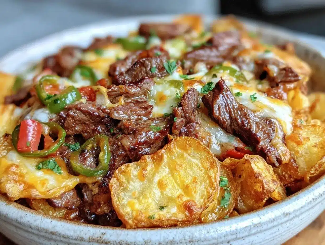philly cheesesteak potato casserole preparation steps