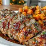 slow cooker honey garlic butter pork loin - featured image