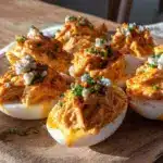 spicy buffalo chicken deviled eggs - featured image