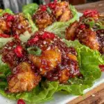 sticky honey sesame chicken lettuce wraps - featured image