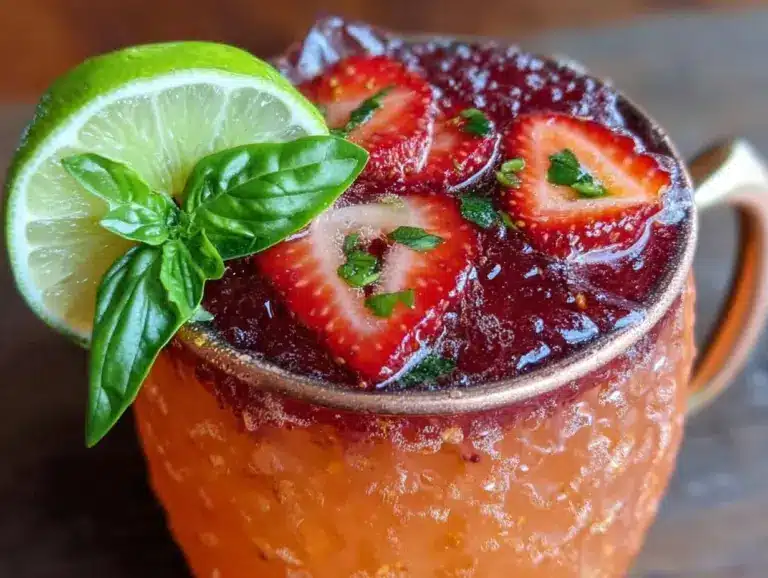 strawberry basil moscow mule - featured image