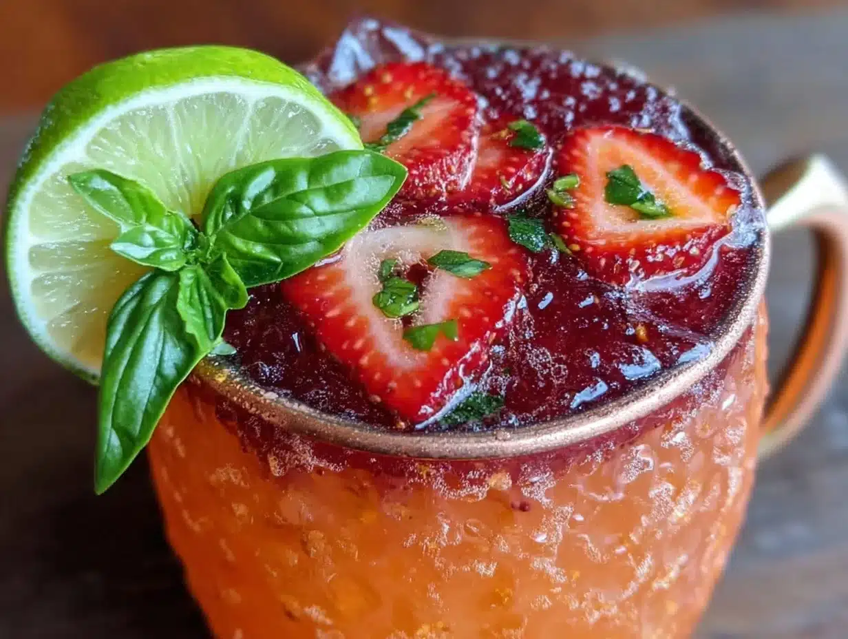 strawberry basil moscow mule - featured image
