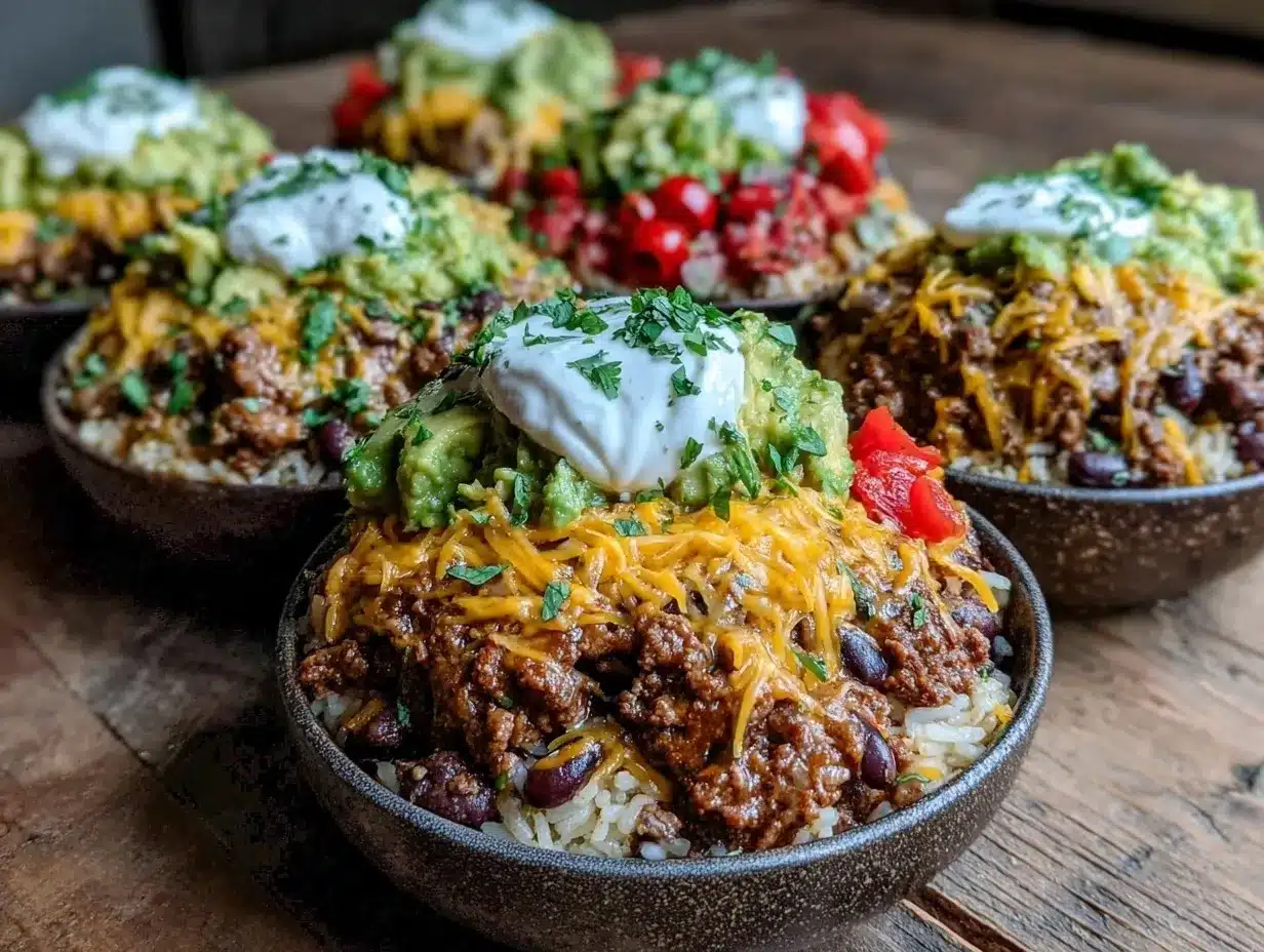 beef and bean burrito bowls preparation steps