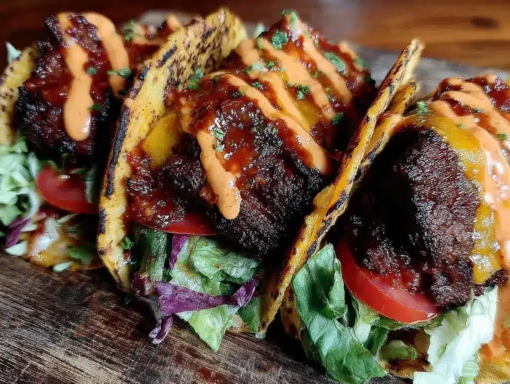 blackstone smash burger tacos - featured image