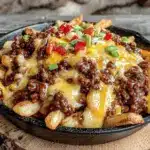 campfire cast iron chili cheese fries - featured image