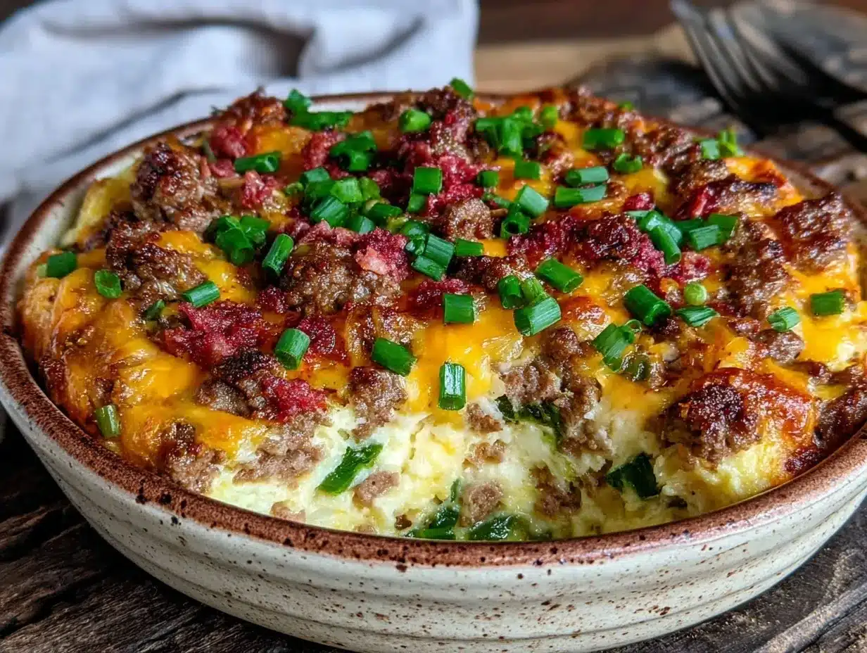 cheesy low-carb bunless burger casserole preparation steps