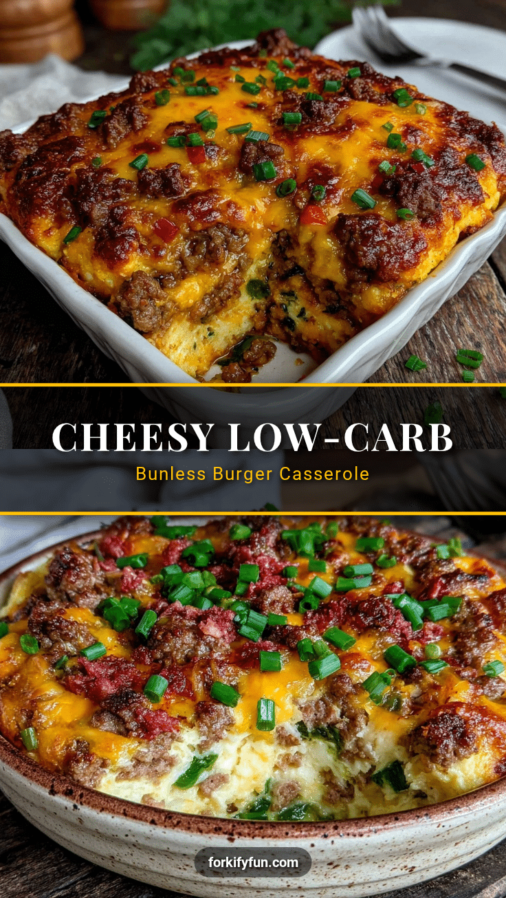 cheesy low-carb bunless burger casserole recipe
