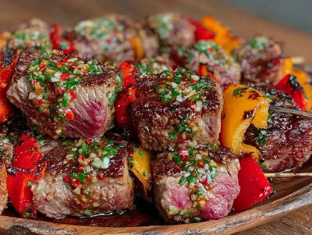 chimichurri steak skewers - featured image
