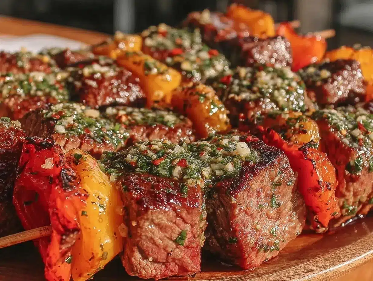 chimichurri steak skewers preparation steps