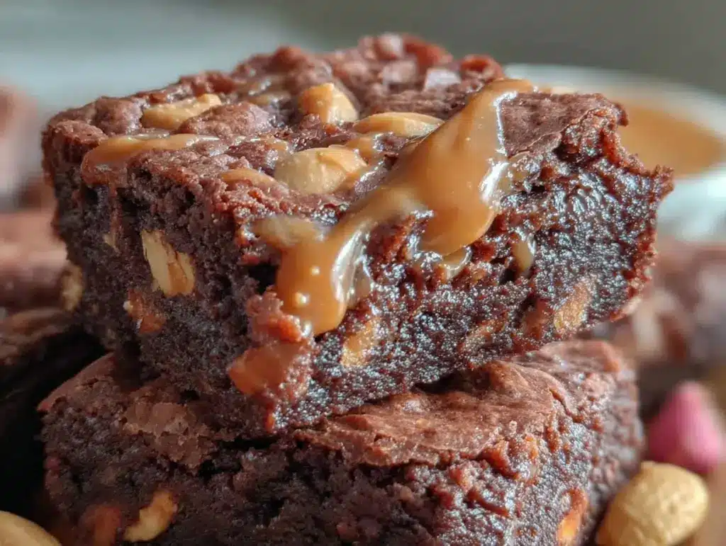 chocolate peanut butter protein brownie bars - featured image